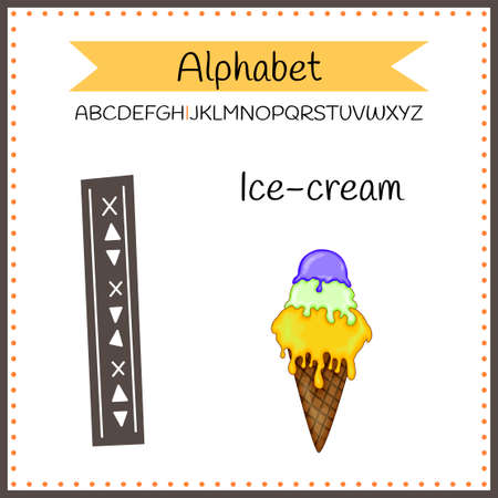 English uppercase alphabet letters on a white background. Letter I. Vector illustrationのイラスト素材