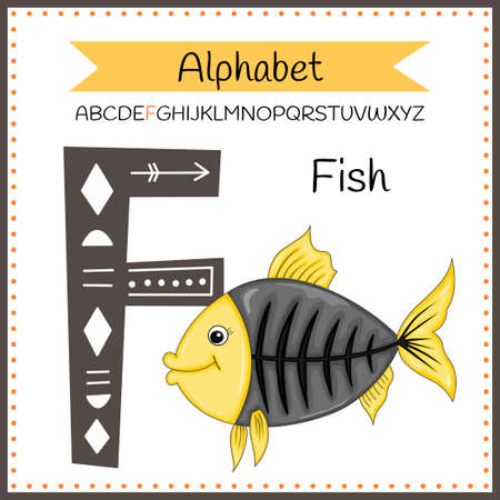 English uppercase alphabet letters on a white background. Letter F. Vector illustrationのイラスト素材