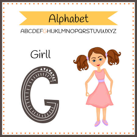 English uppercase alphabet letters on a white background. Letter G. Vector illustrationのイラスト素材