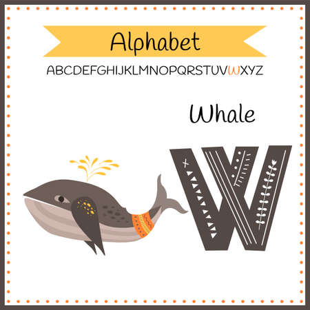 English uppercase alphabet letters on a white background. Letter W. Vector illustrationのイラスト素材