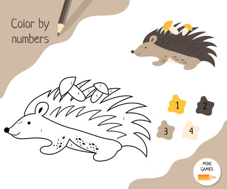 Color by numbers - educational game for kids. Scandinavian Cartoon Vectorのイラスト素材