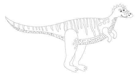 Coloring page by numbers. Funny dinosaur. Educational game for preschool kids, learn numbers and colorsのイラスト素材