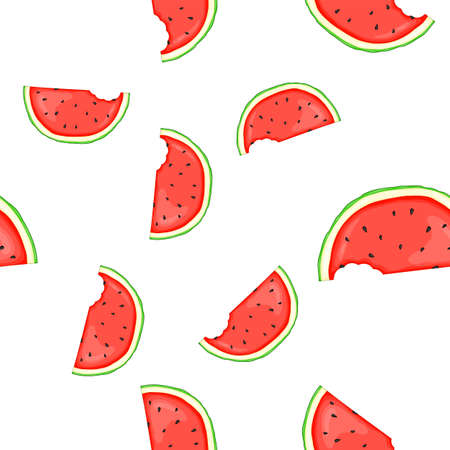 Seamless pattern for wallpaper or gift paper with watermelon on a white background. Cute cartoon...