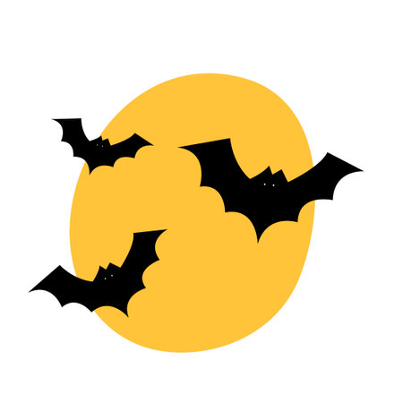 Collection of vector magic fairy tale elements, icons and illustrations. Bats and the Moon.のイラスト素材