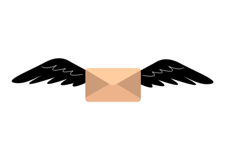 Collection of vector magic fairy tale elements, icons and illustrations. Envelope with wings.のイラスト素材