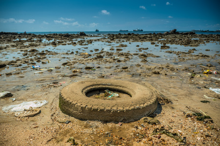 Environmental Pollution on the Beach in Thailandの写真素材