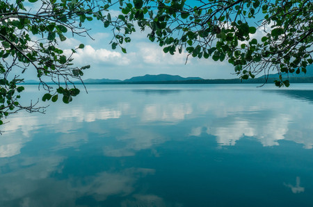 reflection of the sky in a spring dayの写真素材