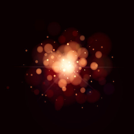 Gold glitter particles background effect. Sparkling texture. Star dust sparks in explosion on black background. Vector Illustrationのイラスト素材