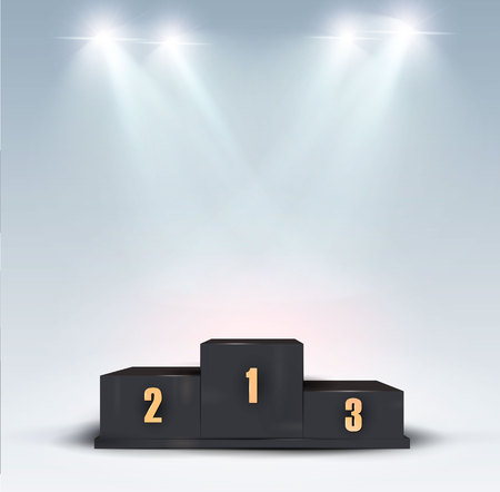 Black podium. First, second and third place award. Champions or winners Infographic elements. Black Vector illustration on white background.のイラスト素材