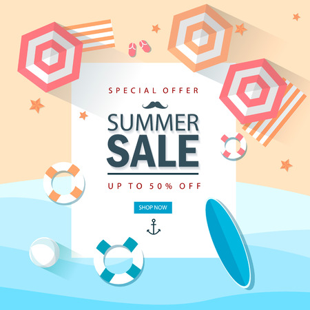 Summer sale marketing template with elemets. shop. online. EPS10 vector illustrationのイラスト素材