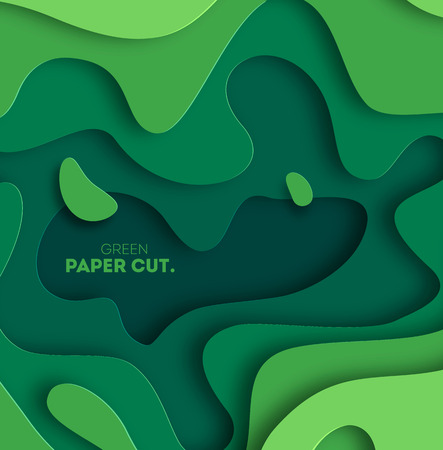 3D abstract background with green paper cut shapes. Vector design layout for business presentations, flyers, posters and invitations. Colorful carving art, environment and ecology element eps 10のイラスト素材