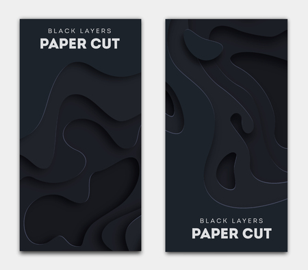 banners with 3D abstract background, white paper cut shapes. Vector design layout for business presentations, flyers, posters and invitations. Carving art. eps 10のイラスト素材