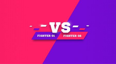 Versus screen in colorful background. Vs battle headline, conflict duel between Red and Blue teams. Confrontation fight competition. football, basketball, soccer match vector background templateのイラスト素材