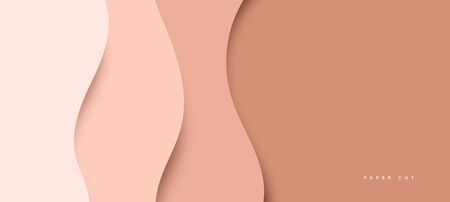 Modern paper art cartoon abstract gray and white water waves. Realistic trendy craft style. Origami design templateのイラスト素材