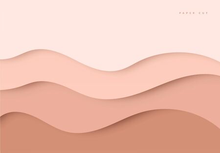 Modern paper art cartoon abstract gray and white water waves. Realistic trendy craft style. Origami design templateのイラスト素材