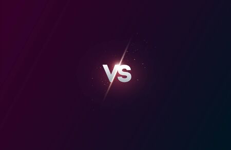 Blue neon versus vs letters for sports and fight competition. Battle vs match, game concept...