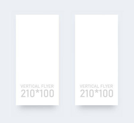 Vertical vector blank flyer 210 100 vertical form vector illustration. White paper realistic mockup.のイラスト素材