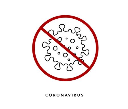Sign caution coronavirus. Stop coronavirus. Coronavirus outbreak. Coronavirus danger and public health risk disease and flu outbreak. Pandemic medical concept with dangerous cells.Vector illustrationのイラスト素材