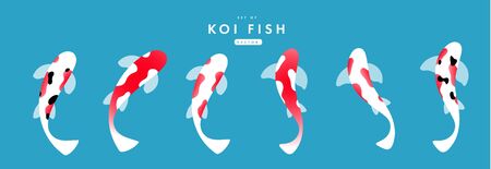 Set of koi carps. vector flat illustration.のイラスト素材