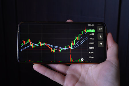 Analyst office work. Work desk with calculator, notepad and financial documents. company accounting. Remote work and education.の写真素材