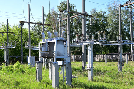 High voltage power transformer substation