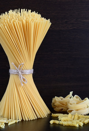 Various pastas. Cooking concept. top viewの写真素材