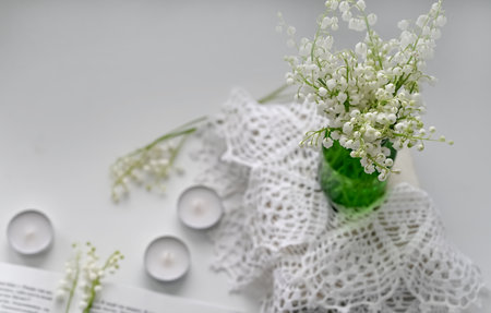 Composition of lily of the valley. spring concept. A gift to a woman.の写真素材
