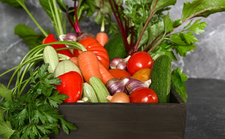 vegetable crops in thvegetable crops in the drawer, food closeupe drawer, food closeupの写真素材