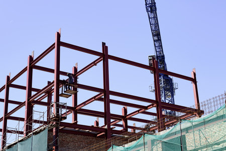 The frame of a new house. Construction site. New housing, mortgage lending.