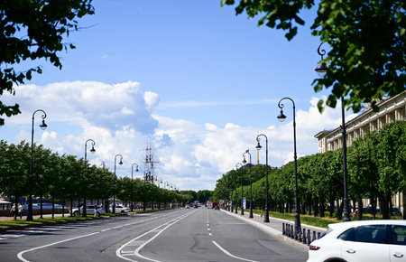 a distant road in the city