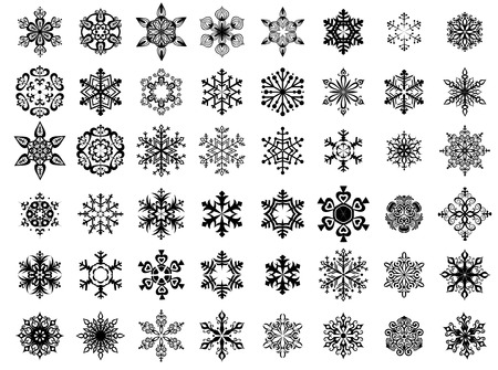 Snowflakes set, vector illustrationのイラスト素材