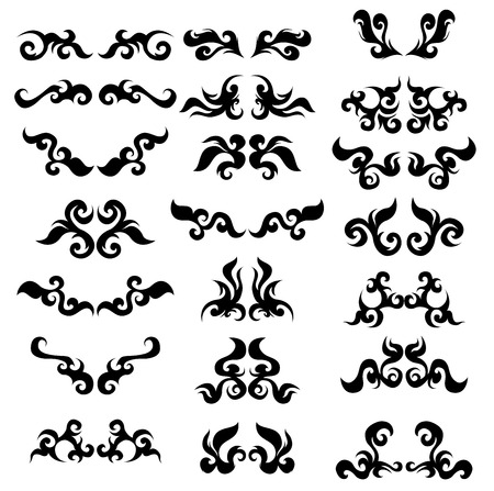 Set og black and white design elements for tattoo monograms.のイラスト素材
