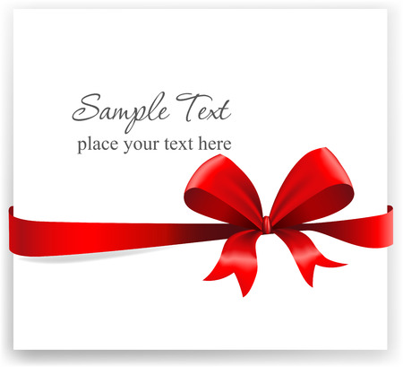 Greeting card with a red ribbon. Vector illustration.のイラスト素材