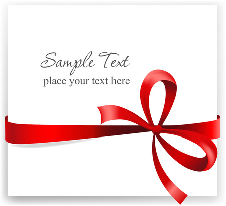 Greeting card with a red ribbon. Vector illustration.のイラスト素材