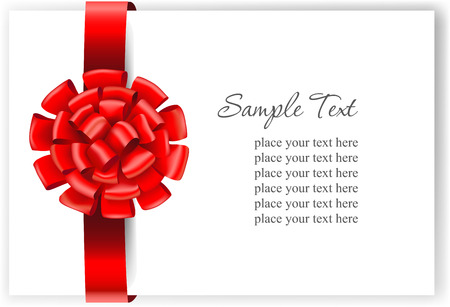 Greeting card with a red ribbon. Vector illustration.のイラスト素材