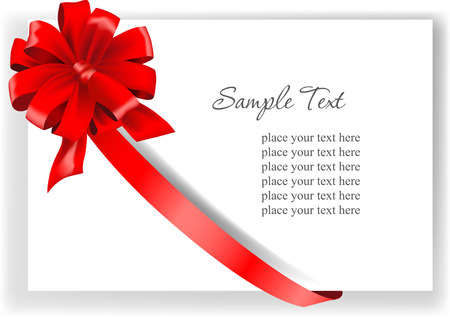 Greeting card with a red ribbon. Vector illustration.のイラスト素材