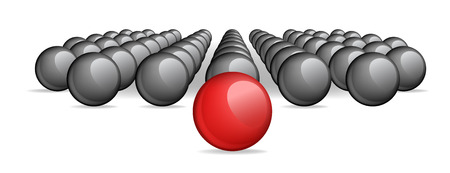 Follow the leader, Unique red ball Vector imageのイラスト素材
