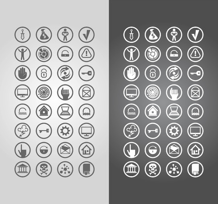 Vector illustration business icons in round frames.のイラスト素材