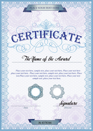Blue detailed certificate template with protective elementsのイラスト素材