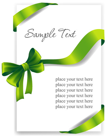 Greeting card with a green ribbon. Vector imageのイラスト素材