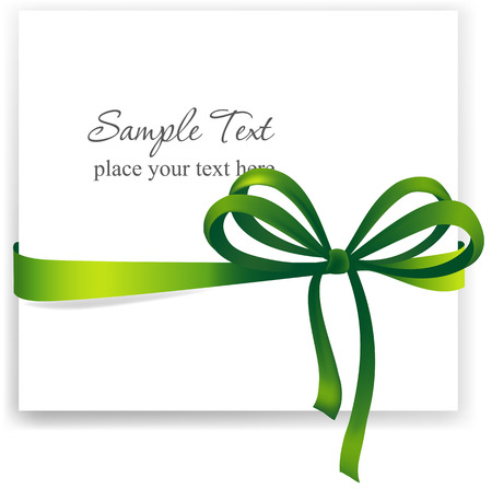 Greeting card with a green ribbon. Vector imageのイラスト素材