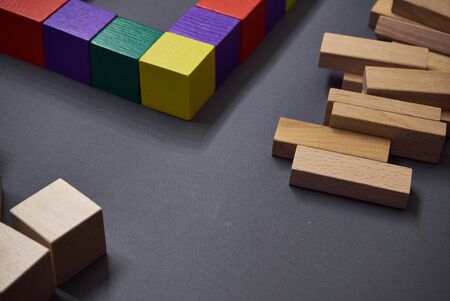 wooden colored cubes for home development, games