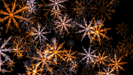 Abstract background with a variety of colorful snowflakes. Big and small.の写真素材