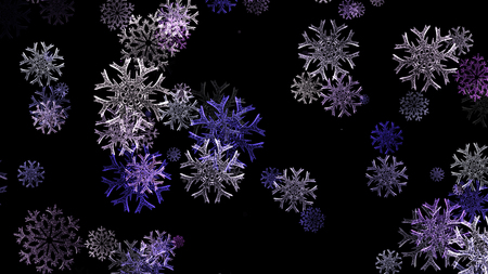 Abstract background with a variety of colorful snowflakes. Big and small.の写真素材