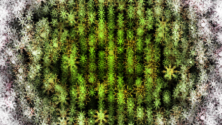 Abstract background with a variety of colorful snowflakes. Big and small.