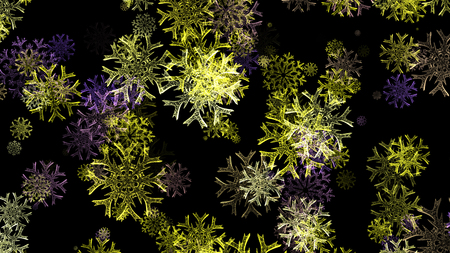 Abstract background with a variety of colorful snowflakes. Big and small.の写真素材