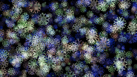 Abstract background with a variety of colorful snowflakes. Big and small.の写真素材