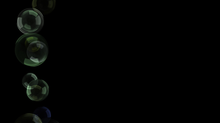 Background with a variety of multi-colored translucent soap bubbles.の写真素材