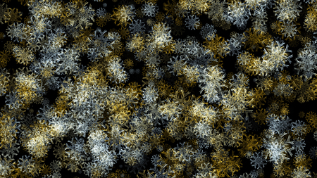 Abstract background with a variety of colorful snowflakes. Big and small.の写真素材