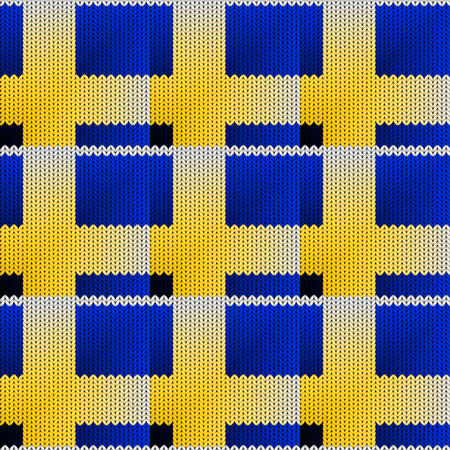 Seamless background with a knitted texture, imitation of wool. Multicolored diverse squares.の写真素材